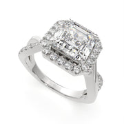 Celestina Emerald Cut Halo Pave Split Shank Engagement Ring Setting - Nivetta